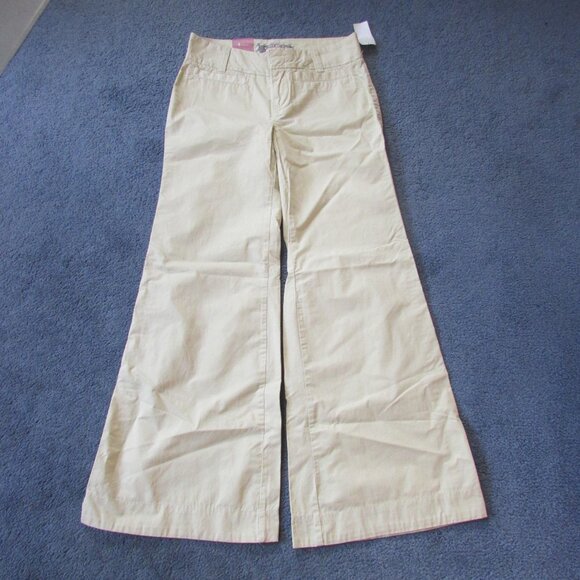 NWT Old Navy Beige Mid Rise Wide Leg 6 Casual Pants Zip Fly Trousers Chinos - Picture 2 of 3